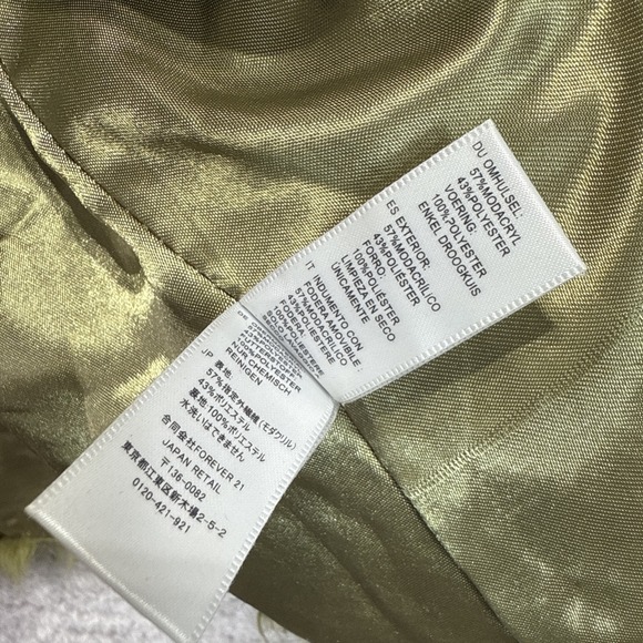 Forever‎ 21 Lime Green Faux Fur Vest Sleeveless S Shaggy Cozy Boho Chic Y2K 90s - Picture 5 of 7